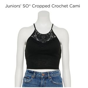 👀50% OFF🖤 NWT‼️ SO brand Juniors Cropped Crocet Cami